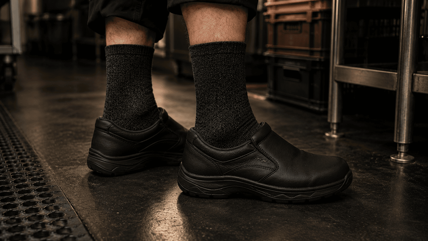 Retail or kitchen shift on hard floors — non-stop on your feet